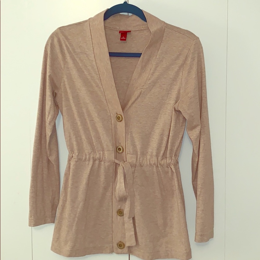 Button cardigan with tie waist